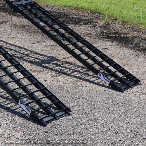 Titan Ramps 7'10" Portable ATV Ramps 1,200 lb. Capacity, Aluminum, Loading for Pickup Trucks Foldable, Lightweight with Serrated Crossbars - size: 7 ft 10'', 2 Pack
