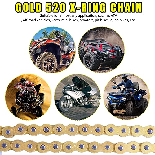 Gold 520 X-Ring Chain + Chain Breaker,120Links With Connecting Master Link - size: 120