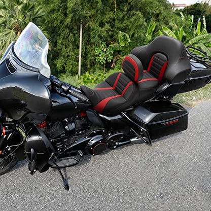 Hammock Driver Passenger Seat with Rider Sissy Bar Backrest and King Tour Trunk Backrest Pad fit for Harley Touring Road King Street Electra Glide 2014-2023 - color: B# Orange2