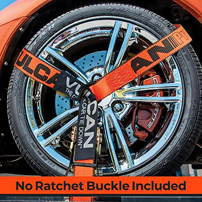 VULCAN Wheel Dolly Tire Harness with Universal O-Ring - 2 Inch x 96 Inch - 4 Pack - PROSeries - 3,300 Pound Safe Working Load - Straps Only - Ratchets Sold Separately - color: PROSeries Orange