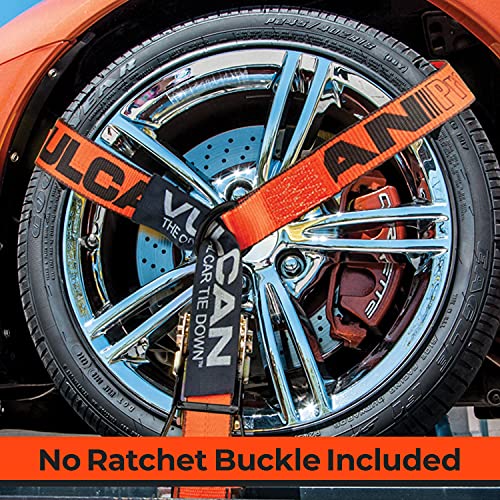 VULCAN Wheel Dolly Tire Harness with Universal O-Ring - 2 Inch x 96 Inch - 4 Pack - PROSeries - 3,300 Pound Safe Working Load - Straps Only - Ratchets Sold Separately - color: PROSeries Orange