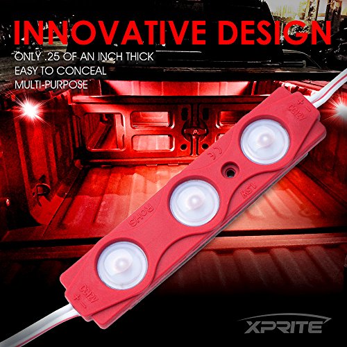 Xprite Red LED Truck Bed Light Kits Rock Lights with On/Off Switch, for Pickup Footwells, Running Boards, Cargo, Under Car, Tonneau Cover, Rail Lighting - color: Red