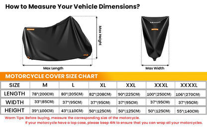 Motorcycle Cover Waterproof Outdoor,420D Universal Cover Motorcycle，All Season Protection,with License Plate Window, 4 Reflective Strips, Lock-Holes,Storage Bag(XL - 82" X 37" X 50") - size: XL (82" x 37" x 50")