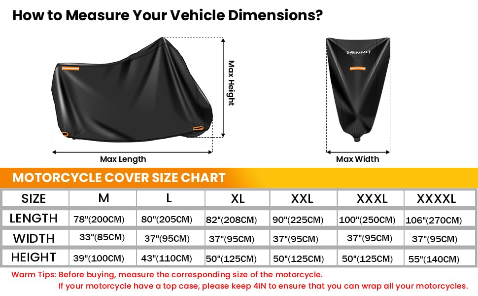 Heavy Duty Motorcycle Cover 420D,Sun,Waterproof Outdoor Protection,with License Plate Window, 4 Reflective Strips,Universal Motorcycle Cover for Harley Davidson,Lock-Holes (XXXL -100" x 37" x 50") - size: XXXL (100" x 37" x 50")