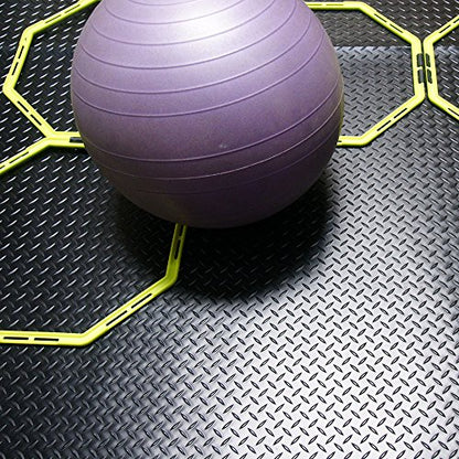 Rubber-Cal Diamond-Plate Rubber Flooring Roll - 3 mm x 4 ft x 4 ft Roll - Black - size: 48"L x 48"W x 0.1"Th