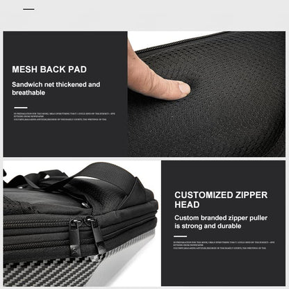 Motorcycle Backpack for Men Waterproof Carbon Fiber Motorbike Helmet Backpack Expandable Rear Seat Bag Moto Travel Luggage (carbon black) - color: Carbon Black