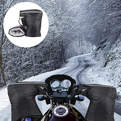 Universal Motorcycle Handlebar Gloves Muffs ATV/Snowmobile/Scooter Handle Grip Gauntlets Gloves Winter Fluff Warmer Thermal Cover Rider Glove Wind/Snow/Water Proof Hands Warmer Mitts for Cold Weather