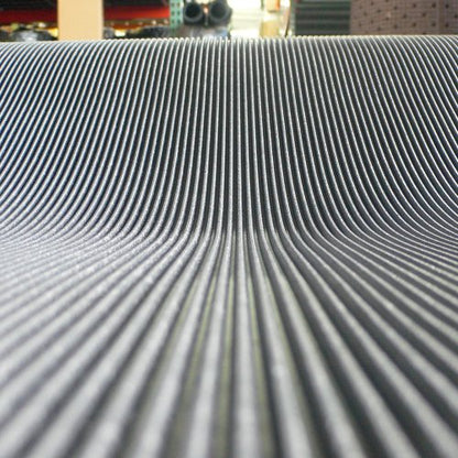 Rubber-Cal Fine Rib Corrugated Rubber Floor Mat - 1/8" x 3ft x 4ft Black - size: 48"L x 36"W x 0.1"Th