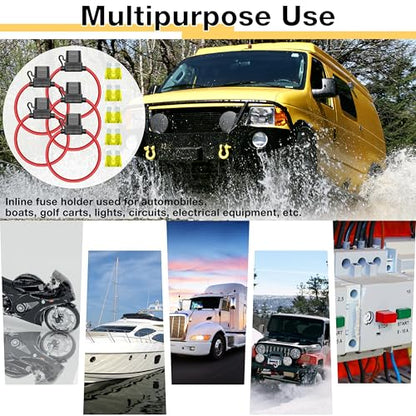 ecocstm 5 PCS Inline Fuse Holders 12V, 14 AWG Car Gauge Inline Fuses, Waterproof Fuse Holder with 20A ATC/ATO Standard Blade Fuses for Automotive, Marine, Golf Cart Lighting, Electrical Circuits - size: 5 PCS 14AWG