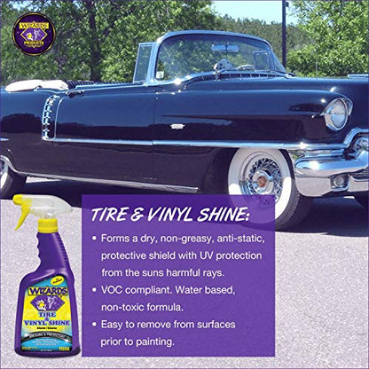 Wizards Car Detailing Kit - Premium and Comprehensive Car Cleaning Kit - 7 Piece Car Detail Kit with Mist n Shine, Tire and Vinyl Shine, Wash, Shine Master - Great Car Cleaning Gift Set - color: Detailing Kit (7 pc)