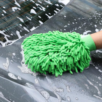 2 Pack Car Wash Mitt, Microfiber Chenille Cleaning Glove, Scratch-Free, High Absorbency, for Home Car Care, Motorcycle & Truck Washing (Green) - color: Green