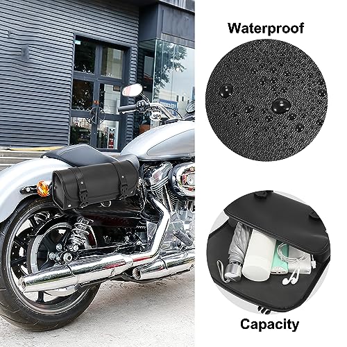 Motoforti Universal Motorcycle Fork Handlebar Tool Bag Cycling Bag Waterproof Faux Leather Black