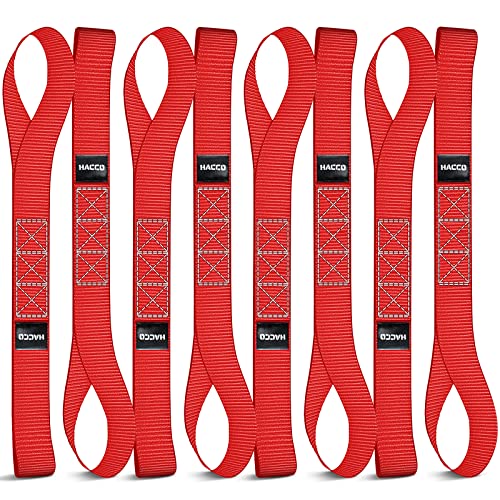 Haccoplanet 8PK Soft Loop Motorcycle Tie-Down Straps, 1.6 x 17inch 12000LB Break Strength, Heavy Duty Tie Down Loops for Securing ATV, UTV, Dirt Bike, Lawn & Garden Equipment (Red) - color: Red