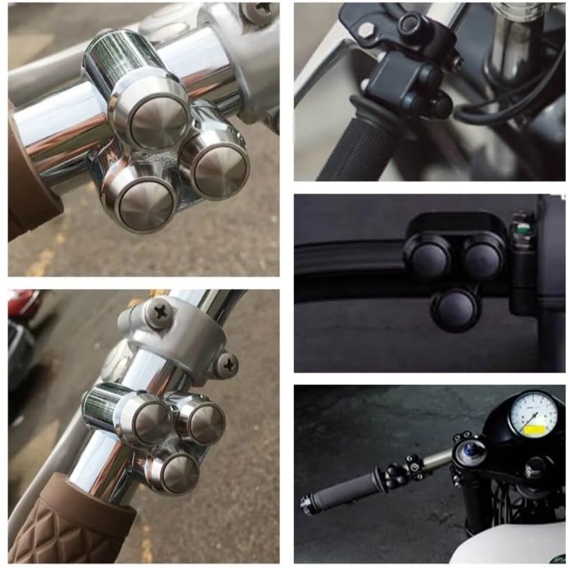 Universal 3 Buttons CNC Hand Control Momentary Switch Micro Switch, for 1 Inch 25mm Bars Handlebar Bobber Cafe Racer Chopper (Chrome) - color: Chrome, size: 1 Inch