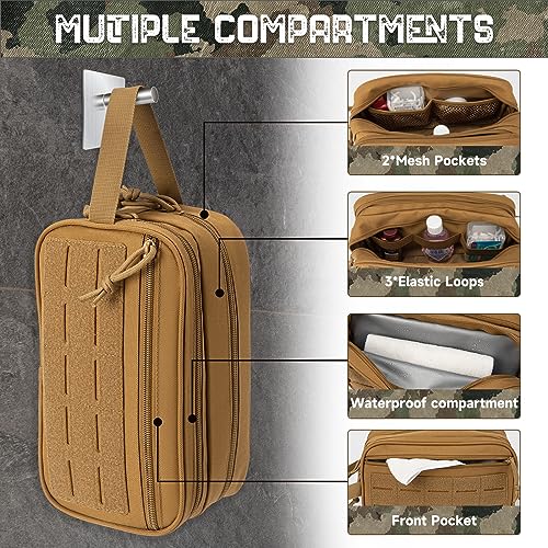 QT&QY Tactical Toiletry Bag For Men Hygiene Bag EDC Military Tool Molle Pouches Small Dopp Kit Mens Shaving Kit Travel shower Bags - color: 1 US Khaki