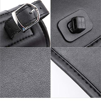 Motorcycle Fork Bag PU Leather Bike Handlebar Tool Bag Sissy Bar Roll Storage Bag - Small (Black) - color: Black