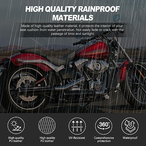 DREAMIZER Black Pillion Passenger Pad Seat Universal Motorcycle Solo Seat Rear Cushion 8 Suction Cups Compatible with Harley Sportster XL 883 1200 Forty Eight Dyna Chopper Bobber Custom - style: Retro Black