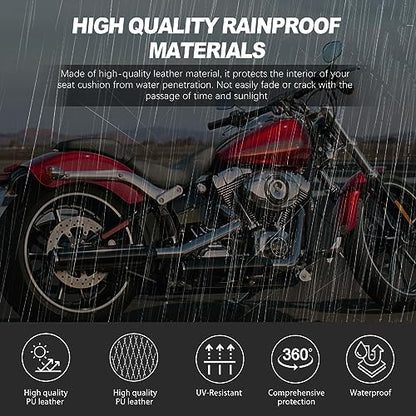 DREAMIZER Black Pillion Passenger Pad Seat Universal Motorcycle Solo Seat Rear Cushion 8 Suction Cups Compatible with Harley Sportster XL 883 1200 Forty Eight Dyna Chopper Bobber Custom - style: Retro Black