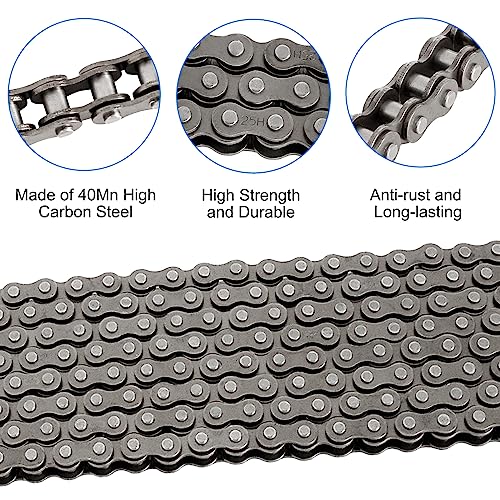 #25 Roller Chain - 10 Feet #25 Chain with 10 Connecting Links & Chain Breaker for Go Karts, Mini Bikes, Scooters, Dirt Bikes, Razor Motorcycles, Pocket Bike and Bycicles - 480 Links - size: 480Link