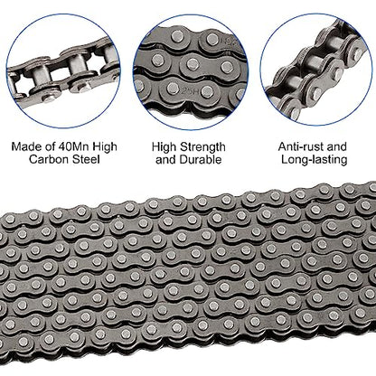 #25 Roller Chain - 10 Feet #25 Chain with 10 Connecting Links & Chain Breaker for Go Karts, Mini Bikes, Scooters, Dirt Bikes, Razor Motorcycles, Pocket Bike and Bycicles - 480 Links - size: 480Link