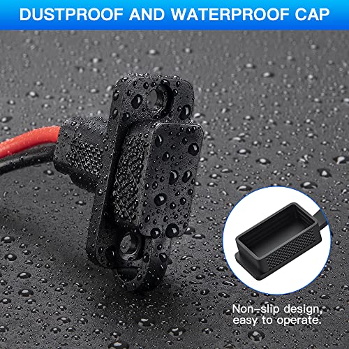 SAE Connector, ELECTOP Rectangular SAE Power Socket Sidewall Port, Weatherproof SAE Quick Connect Solar Panel Flush Mount Plug Outlet, 12AWG SAE Cable for Solar Generator Battery Charger (2 Pack) - size: 1.1FT