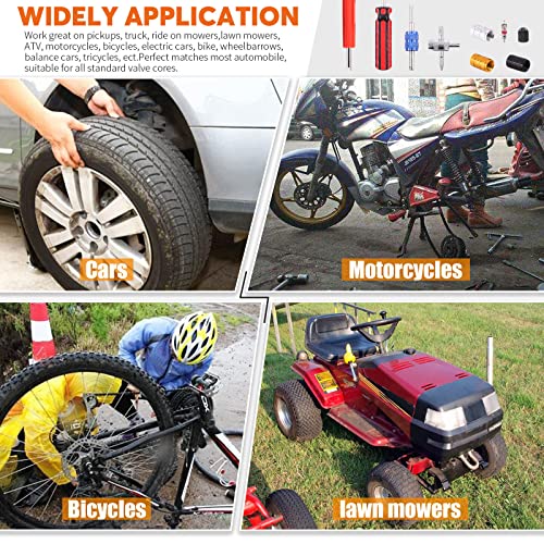 119Pcs Valve Core Remover Tools with Aluminum Tire Valve Stem Caps, Valve Core, Dual Single Head Valve Core Remover and 4-Way Valve Tool Kit for Automotive Truck Motorcycle Bicycle