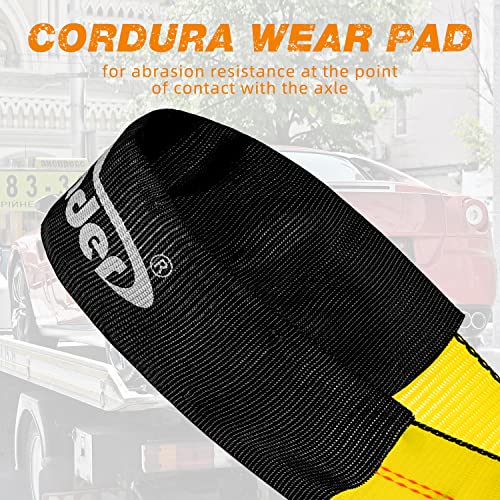 Heavy Duty Adjustable Car Tie Down Kit with Snap Hooks -Break Strength 10,000 lbs-Working Load 3333 lbs-2 Inch x 114 Inch - 4 Pack Axle Tie Down Straps (Yellow) - color: Classic Yellow