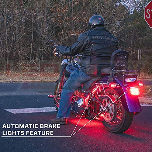 LEDGlow 12pc Advanced Million Color LED Motorcycle Accent Underlow Light Kit - 15 Solid Colors - 6 Patterns - Multi-Color Flexible Strips - Includes Waterproof Control Box & 2 Wireless Remotes