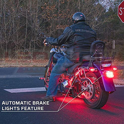 LEDGlow 12pc Advanced Million Color LED Motorcycle Accent Underlow Light Kit - 15 Solid Colors - 6 Patterns - Multi-Color Flexible Strips - Includes Waterproof Control Box & 2 Wireless Remotes