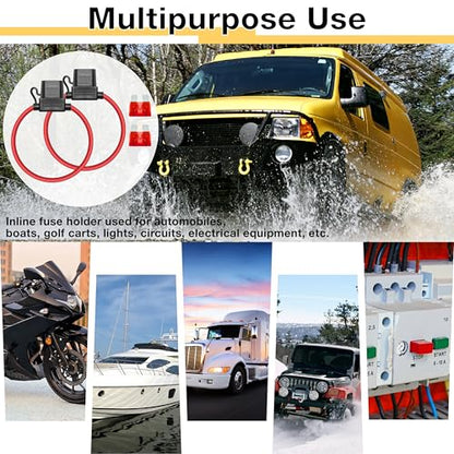 ecocstm 2 PCS Inline Fuse Holders 12V, 18 AWG Car Gauge Inline Fuses, Waterproof Fuse Holder with 10A ATC/ATO Standard Blade Fuses for Automotive, Marine, Golf Cart Lighting, Electrical Circuits - size: 2 PCS 18AWG