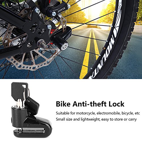 Wheel Lock, Disk Brake Alarm for Metal Bike Lock Disc Brakes Theft Locks, Disk Brake Alarm for with Plastic Frame and Keys, Black (Black) - color: Black