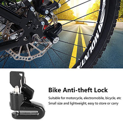 Wheel Lock, Disk Brake Alarm for Metal Bike Lock Disc Brakes Theft Locks, Disk Brake Alarm for with Plastic Frame and Keys, Black (Black) - color: Black
