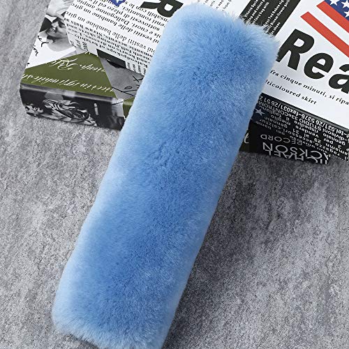 OGLAND Genuine Sheepskin Plush Fuzzy Car Seat Belt Should Pad, Soft Fluffy Seatbelt Strap Covers for Neck Cushion Protector Car Accessories (Sky Blue, 1Pcs) - color: Sky Blue