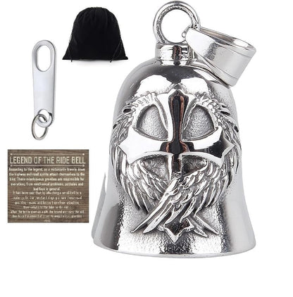 KMA Est. 2005 THE RIDE BELL Cross Christian w/FREE HANGER Biker Good Luck Motorcycle Charm Original Keychain