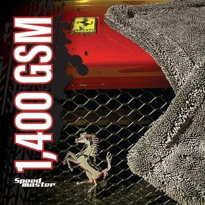 SPEED MASTER 26x36 The Notorious D.R.Y. Towel | 1,400 GSM | Ultra Absorbant | Duel Pile Twisted Microfiber | Rolled Edge to Avoid Potential Marring