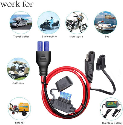 10AWG SAE to EC5 Connector Extension Cable,with 15A Protection Fuse for Safety,SAE Plug EC5 Adapter Charger Solar Panel Cable for Solar Generator Portable Power Station(2FT) - size: 10AWG SAE to EC5 - 2FT