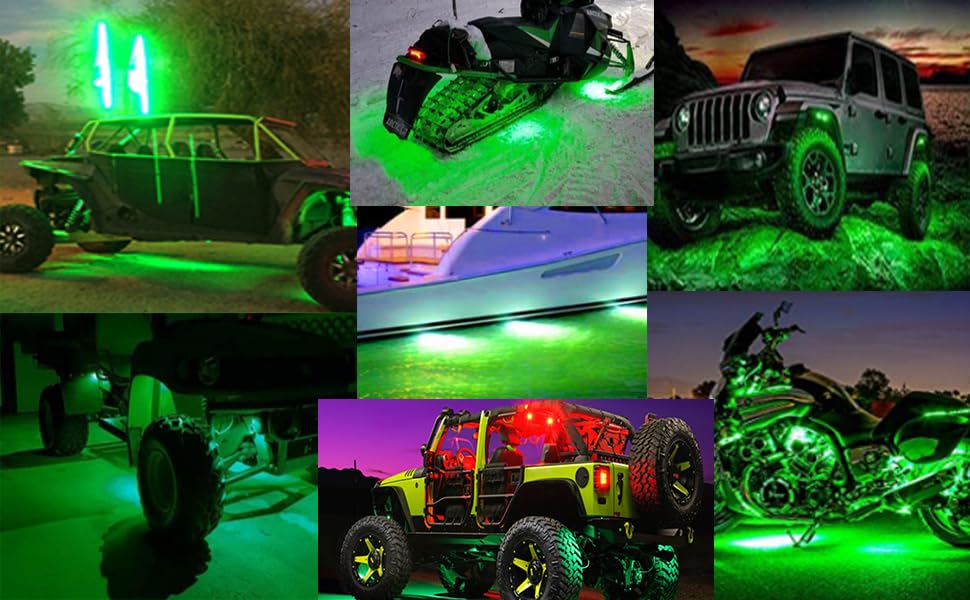 4 Pods LED Rock Light Kits White for Jeep ATV UTV SUV Off Road Car Truck Boat Underbody Glow Fender Lamp Underglow LED Neon Lights Waterproof - color: Green, size: 4 Pods