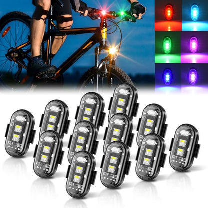 Wireless LED Strobe Lights Remote Control, 8 Colors USB Charing Waterproof Anti-Collision Flashing Emergency Warning Lights for Car Motorcycle Drone Aircraft Bike 12PCS - color: 12pods