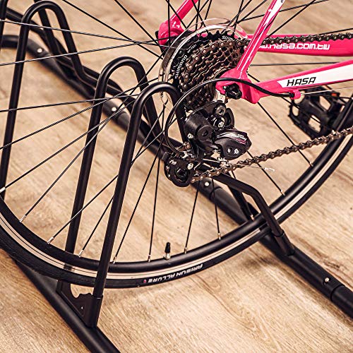 CyclingDeal Bicycle Floor Parking Rack Stand - for Mountain MTB Road Bike - Indoor Home Garage Storage - Classic 4 Bikes - size: 4 Bikes, style: Classic