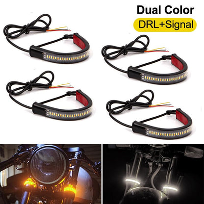 4Pcs Universal Motorcycle Tail Light Strip 2 Color(White + Yellow) 3014 36SMD LED Turn Signal Lamp DRL Daytime Running Light 12V for Motorcycle Scooter Quad Cruiser Off Road