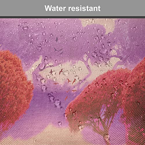 Lunarable Magic Chair Cushion Pad, Peaceful Landscape with Japanese Trees and Surreal Futuristic Nature Picture, Seat Padding for Kitchen & Patio with Anti-Slip Backing, 16"x16", Red Purple - color: Red Purple, size: Pack of 1