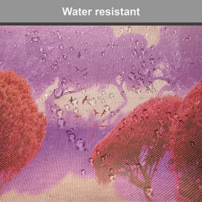 Lunarable Magic Chair Cushion Pad, Peaceful Landscape with Japanese Trees and Surreal Futuristic Nature Picture, Seat Padding for Kitchen & Patio with Anti-Slip Backing, 16"x16", Red Purple - color: Red Purple, size: Pack of 1