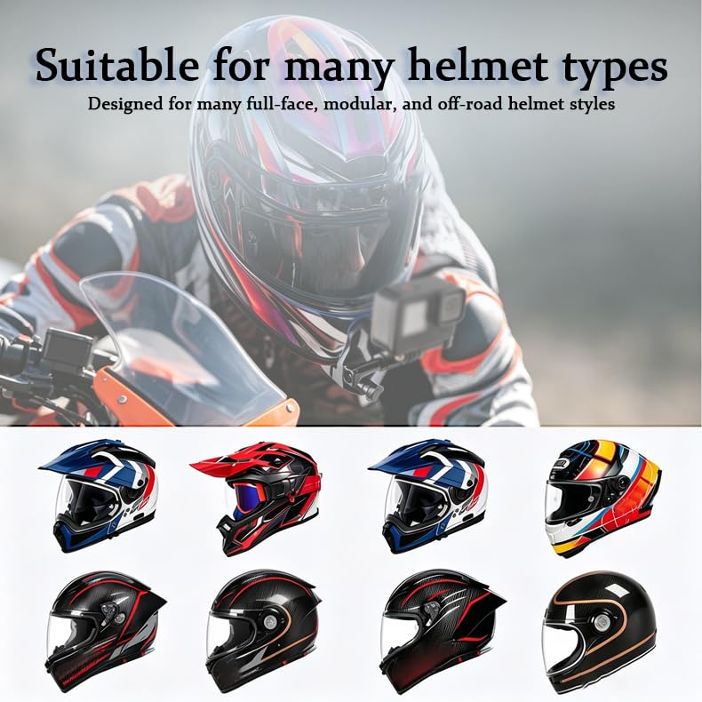 Motorcycle Helmet Chin Mount for Biltwell Lane Splitter Gen 2 2023–2026, Clip-On Camera Holder with Textured Silicone Pads, Multi-Angle Adjustment for Ride Recording