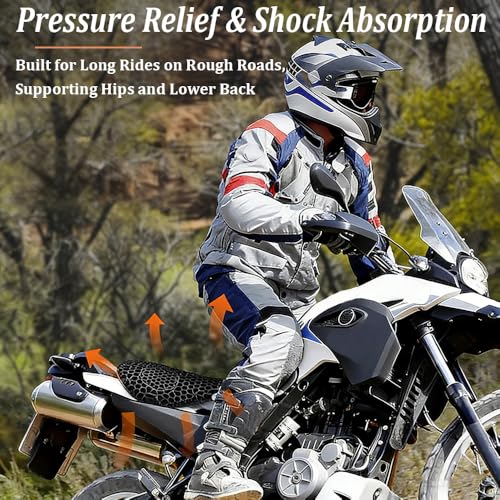 Motorcycle Seat Cushion for BMW R 1250 GS 2019 2020 2021 2022 2023 2024, Non-Slip Moto Gel Seat Pad, 3D Honeycomb Structure Shock Absorption and Breathable Seat Cover for Long Rides