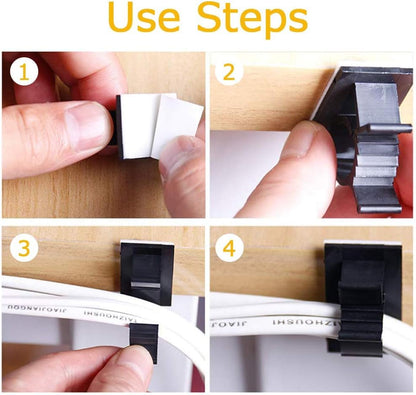 Viaky 30 Pcs Black Cable Wire Clips Adjustable Nylon Wire Holder Adhesive Cable Management Suitable for Maximum Diameter 0.6 inch (15.4mm) Cables - size: 30b-0.6inch