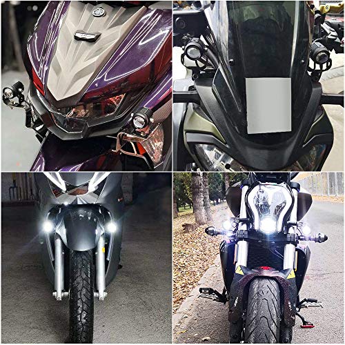 Led Driving Light for Motorcycle, High Low Beam Function 1.3'' Fog Lights Aux Light for Motorcycle e-Bike ATV UTV, 12/24V, 30W, 6000 Lumens 2 pcs (White Light)