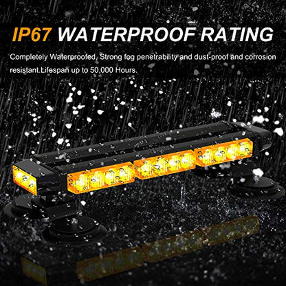 ASPL 16.8 Inch LED Strobe Flashing Light Bar, 26 Flashing Modes High Intensity Emergency Hazard Warning Beacon Lights with Magnetic Base for Car, Trucks, Snow Plow, Construction Vehicles (Amber) - color: Amber