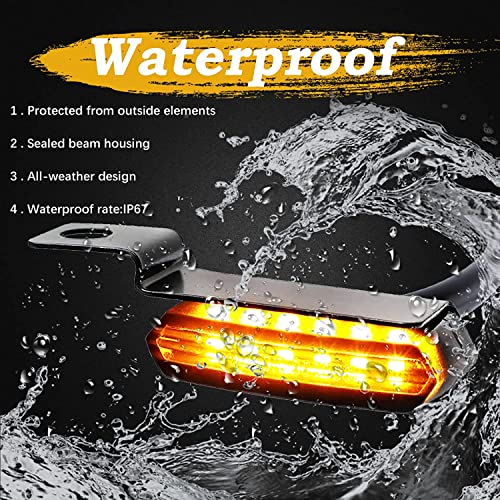 LED Turn Signals, Flowing Handlebar Marker Light Motorcycle Mini Blinkers Compatible with Harley Honda Yamaha Kawasaki Cafe Racer Cruiser Street Bikes and More - Black