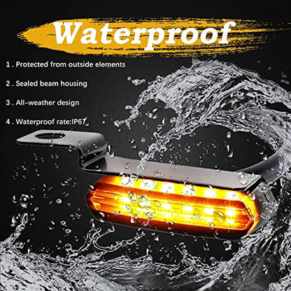 LED Turn Signals, Flowing Handlebar Marker Light Motorcycle Mini Blinkers Compatible with Harley Honda Yamaha Kawasaki Cafe Racer Cruiser Street Bikes and More - Black