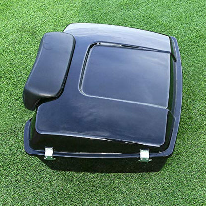 TCT-MOTORPARTS Vivid Black Chopped Trunk & Backrest Fit for Harley 1997-2013 Touring Electra Glide Ultra Limited Street Glide Raod Glide - color: Razor Trunk Set #1